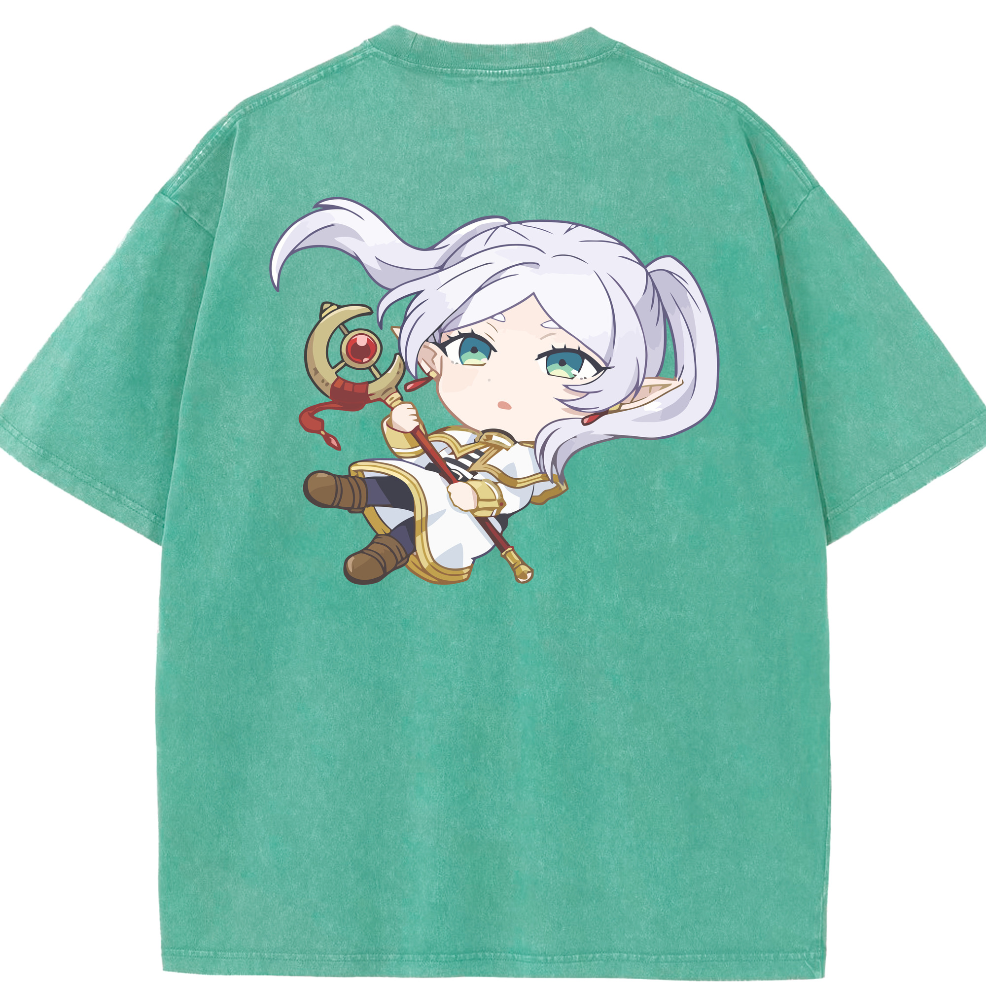 （画像用） 葬送のフリーレン Frieren 綿100% ヴィンテージ風 半袖Tシャツ（背面プリント）
